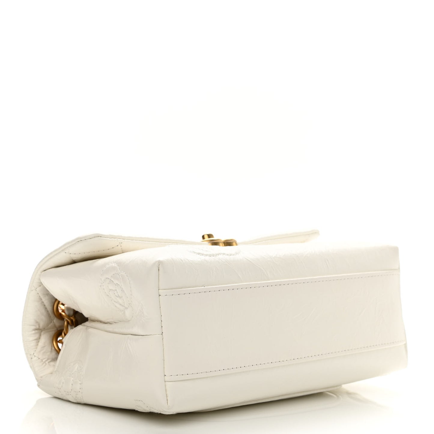 Crumbled Calfskin Embossed Flap White
