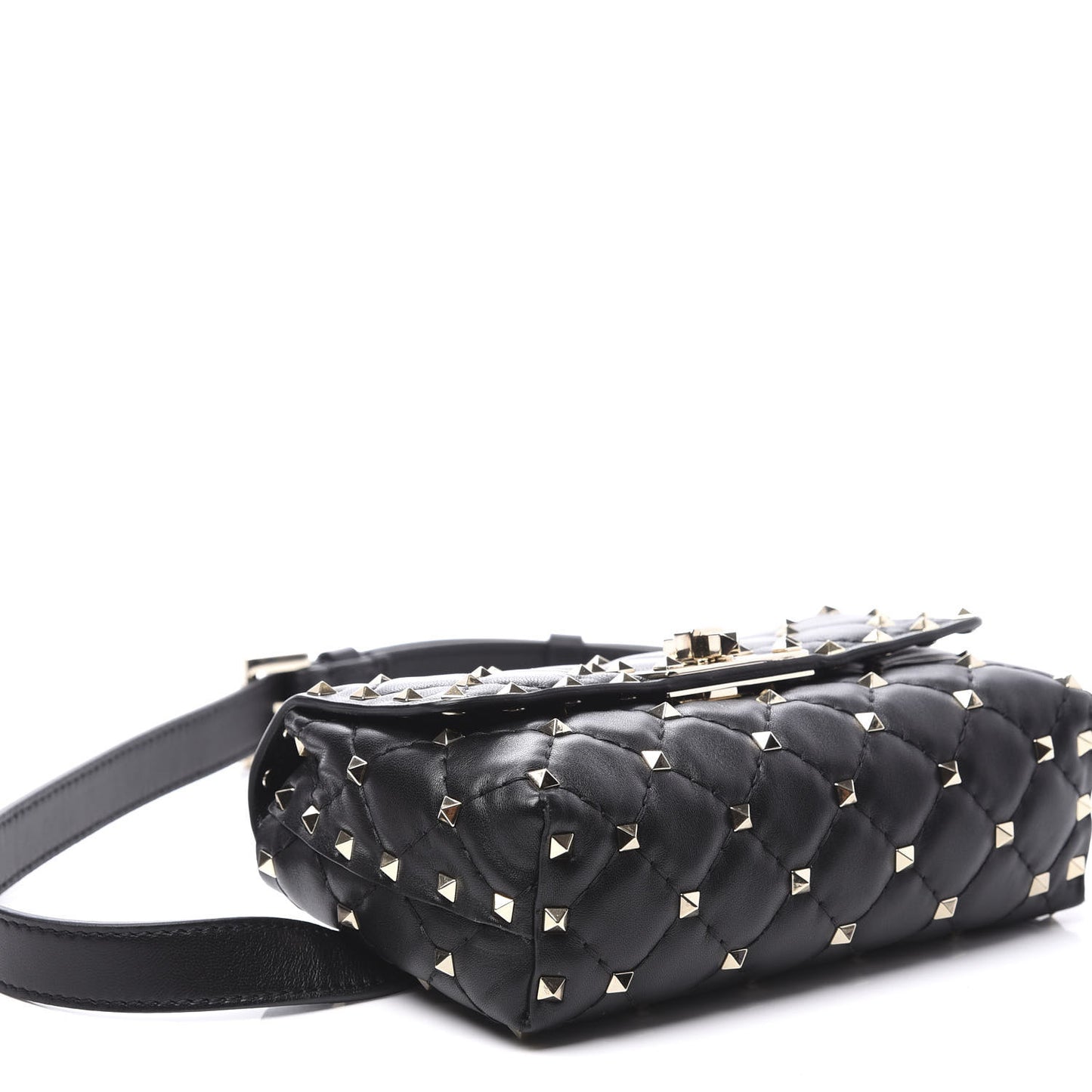 Lambskin Rockstud Spike Belt Bag Black