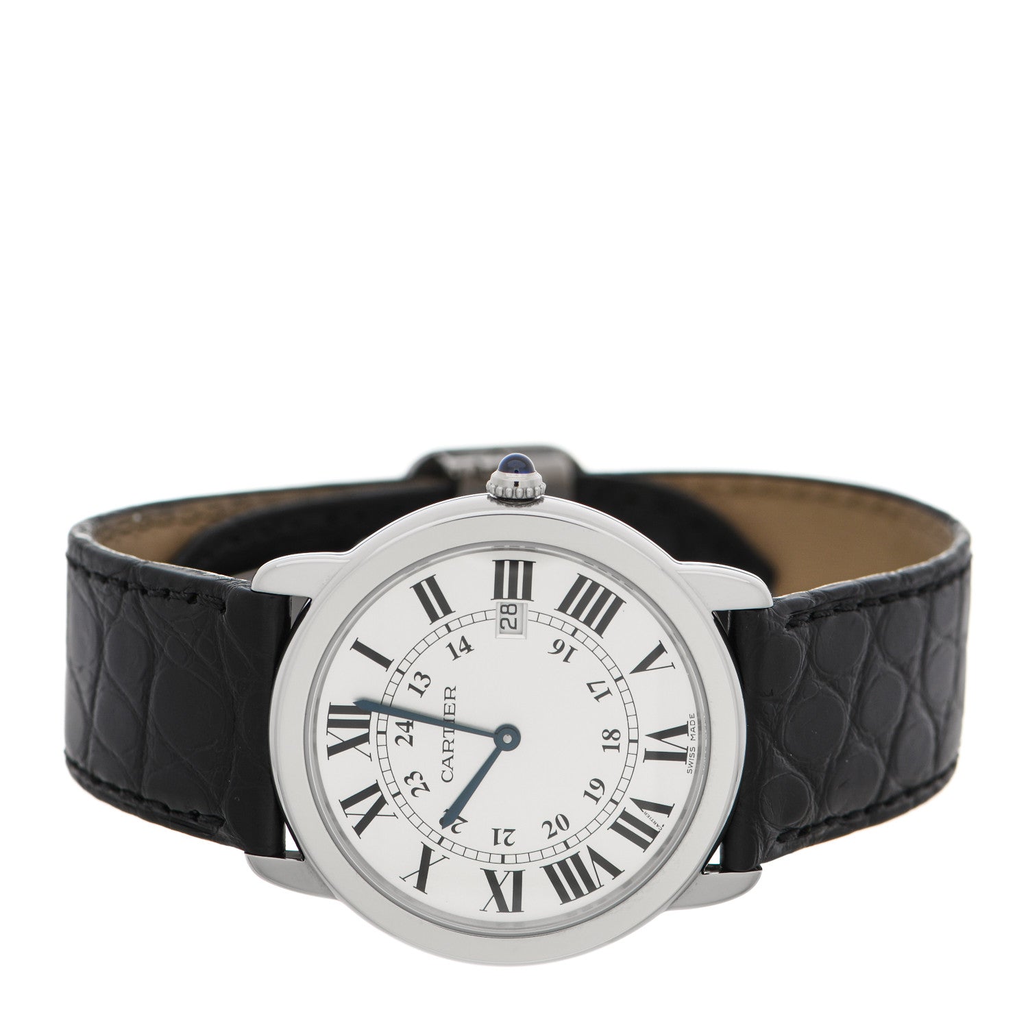 Cartier Stainless Steel Alligator 36mm Ronde Solo Quartz Watch 2 of 5