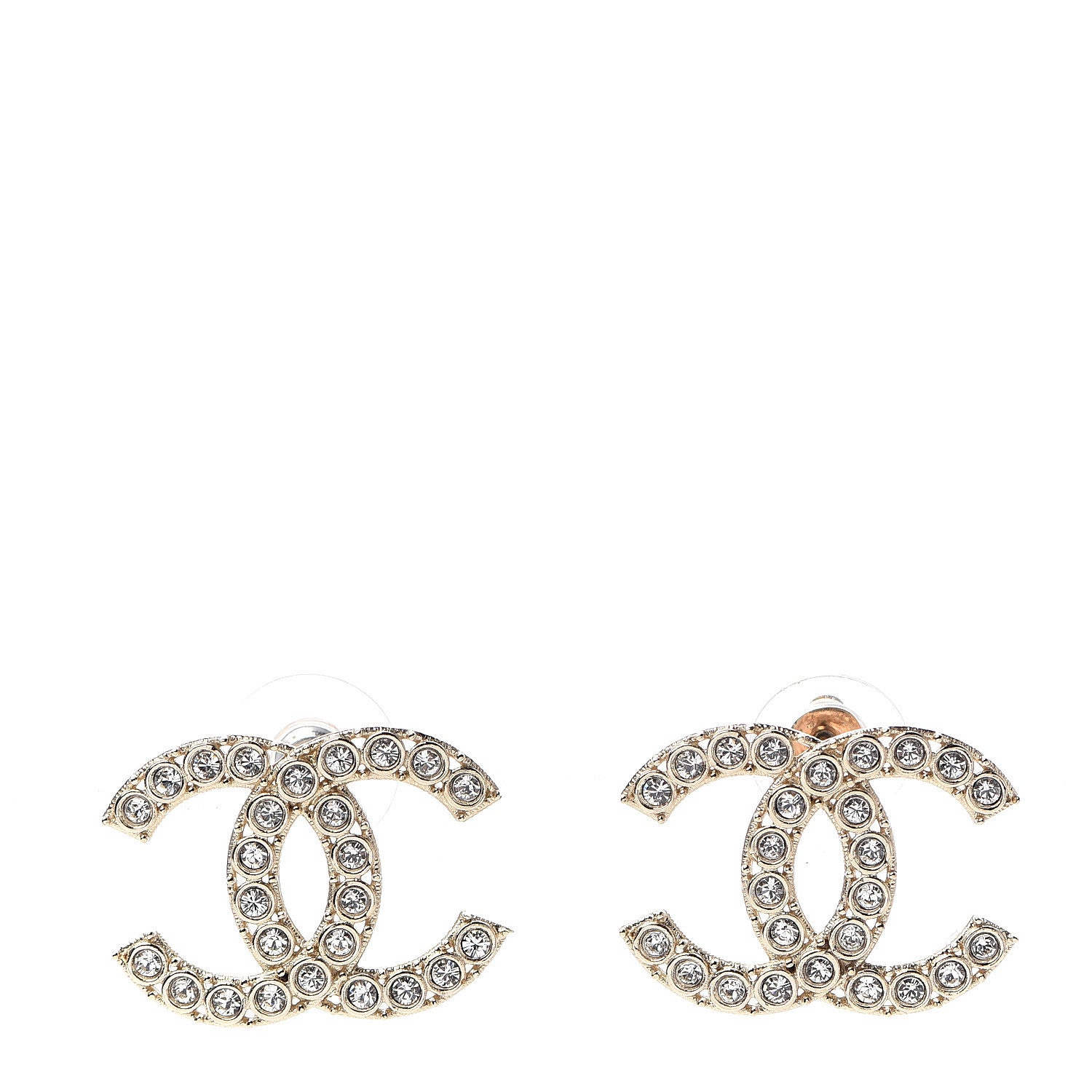 Chanel Crystal CC Earrings Gold 1 of 6