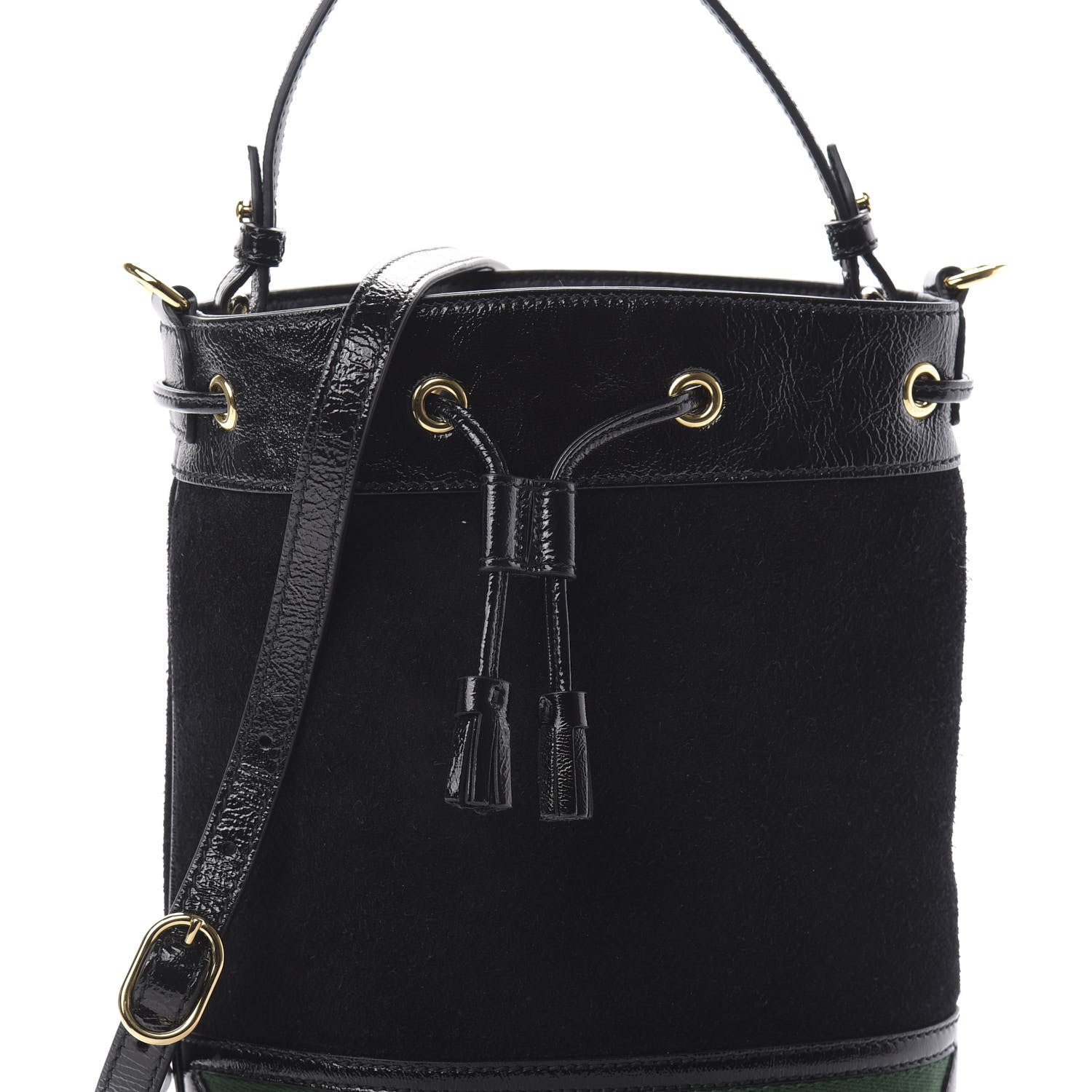 Gucci Suede Patent Web Small Ophidia Bucket Bag Black 8 of 10