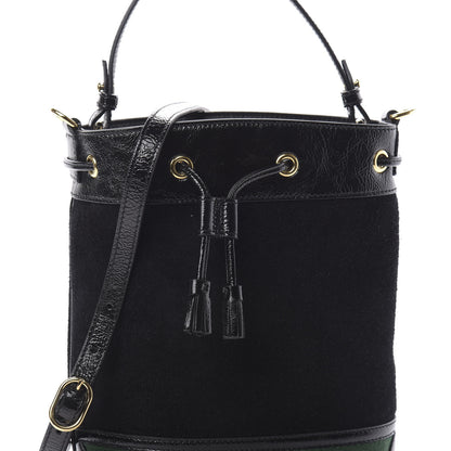 Gucci Suede Patent Web Small Ophidia Bucket Bag Black 8 of 10