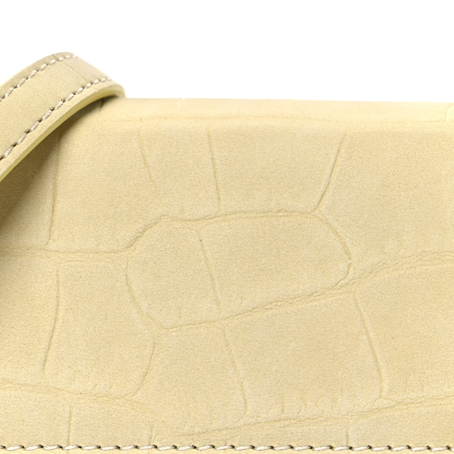 Jacquemus Nubuck Crocodile Embossed Le Chiquito Long Light Yellow 7 of 9