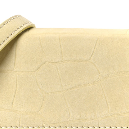 Jacquemus Nubuck Crocodile Embossed Le Chiquito Long Light Yellow 7 of 9