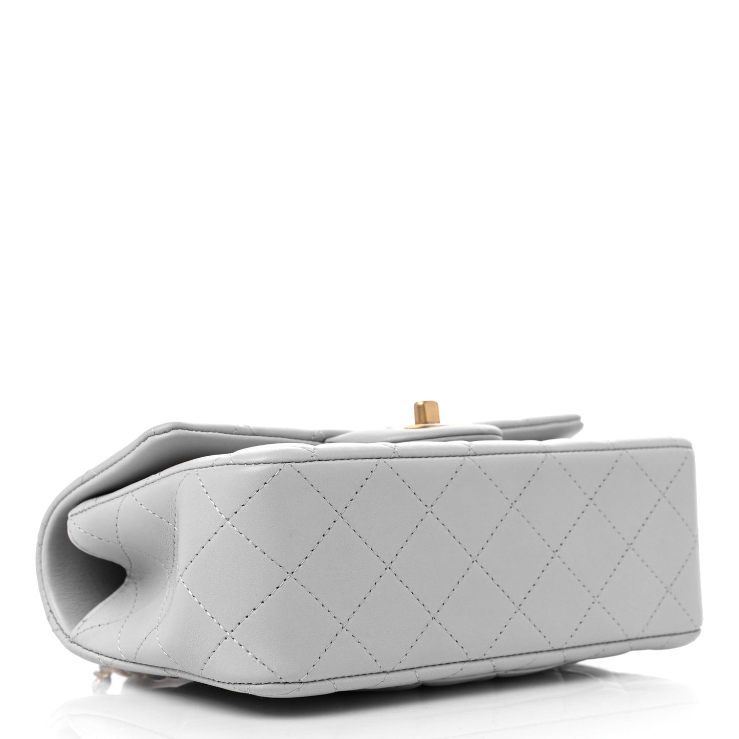 Lambskin Quilted Mini Top Handle Rectangular Flap Grey