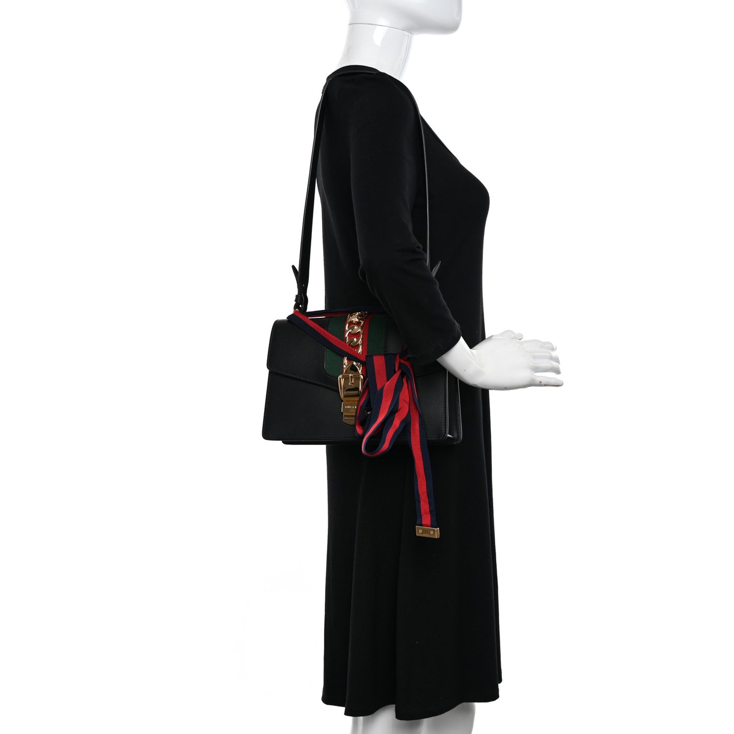 Calfskin Small Sylvie Shoulder Bag Black