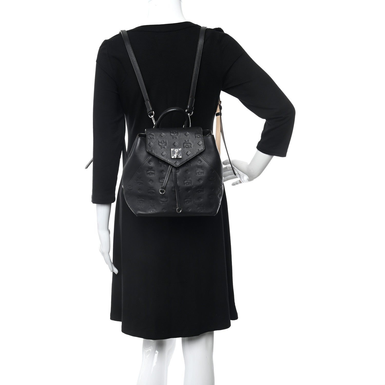 MCM Calfskin Ottomar Monogram Essential Backpack Black 2 of 14