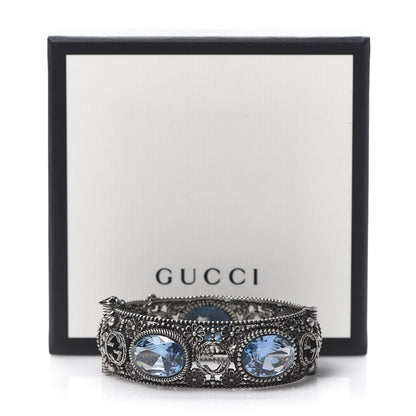 Gucci Sterling Silver Crystal Interlocking G Bangle Bracelet Blue 6 of 6