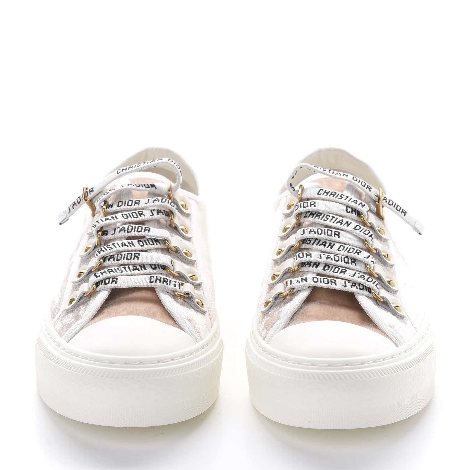 Christian Dior Velvet Walk'N'Dior Low Top Sneakers 38.5 Nude 2 of 9