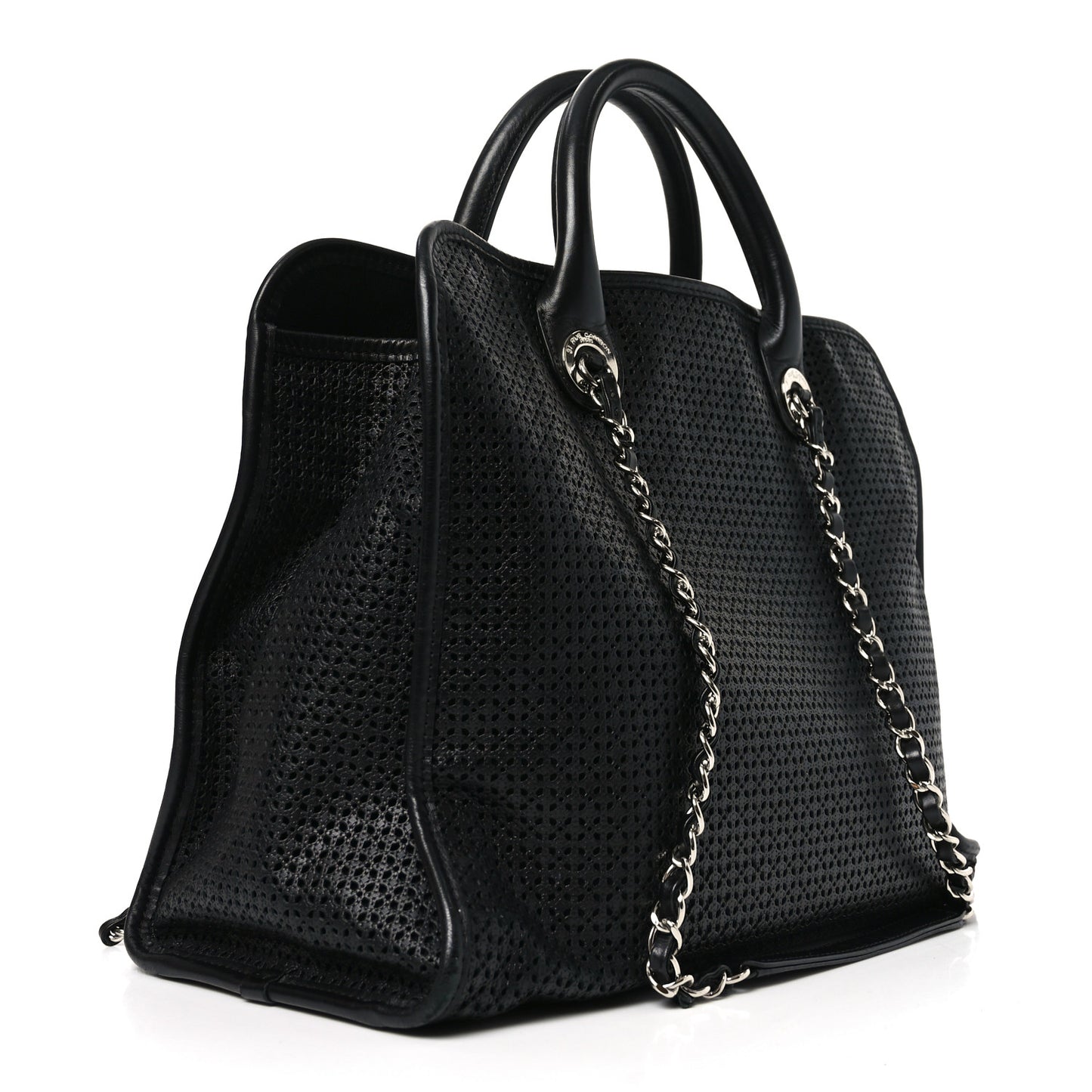 Calfskin Perforated Up In The Air Tote Black