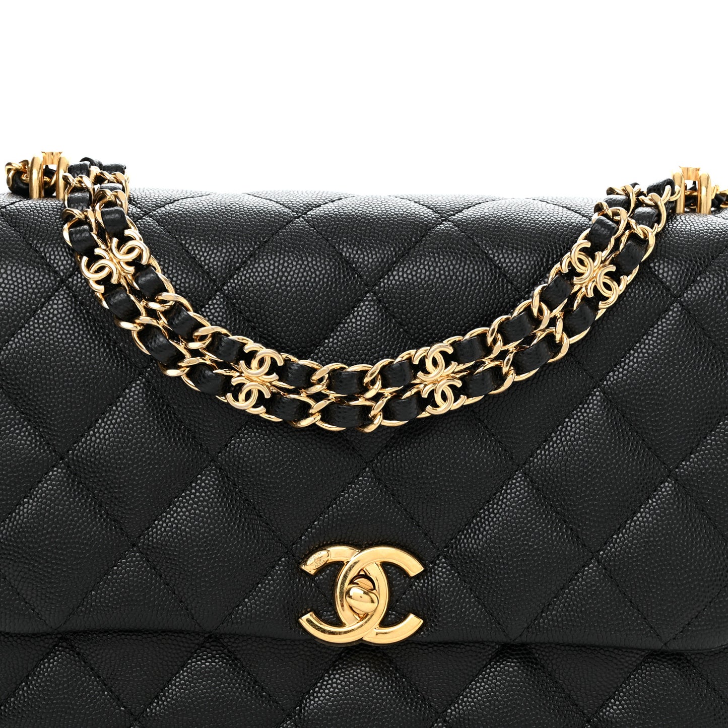 Caviar Quilted Coco First Flap Black
