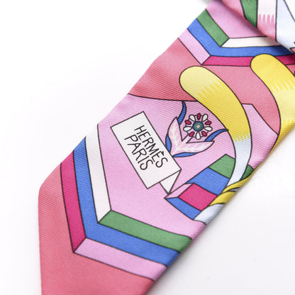 Hermes Silk La Source de Pegase Twilly Rose Vif Jaune Vif 3 of 4