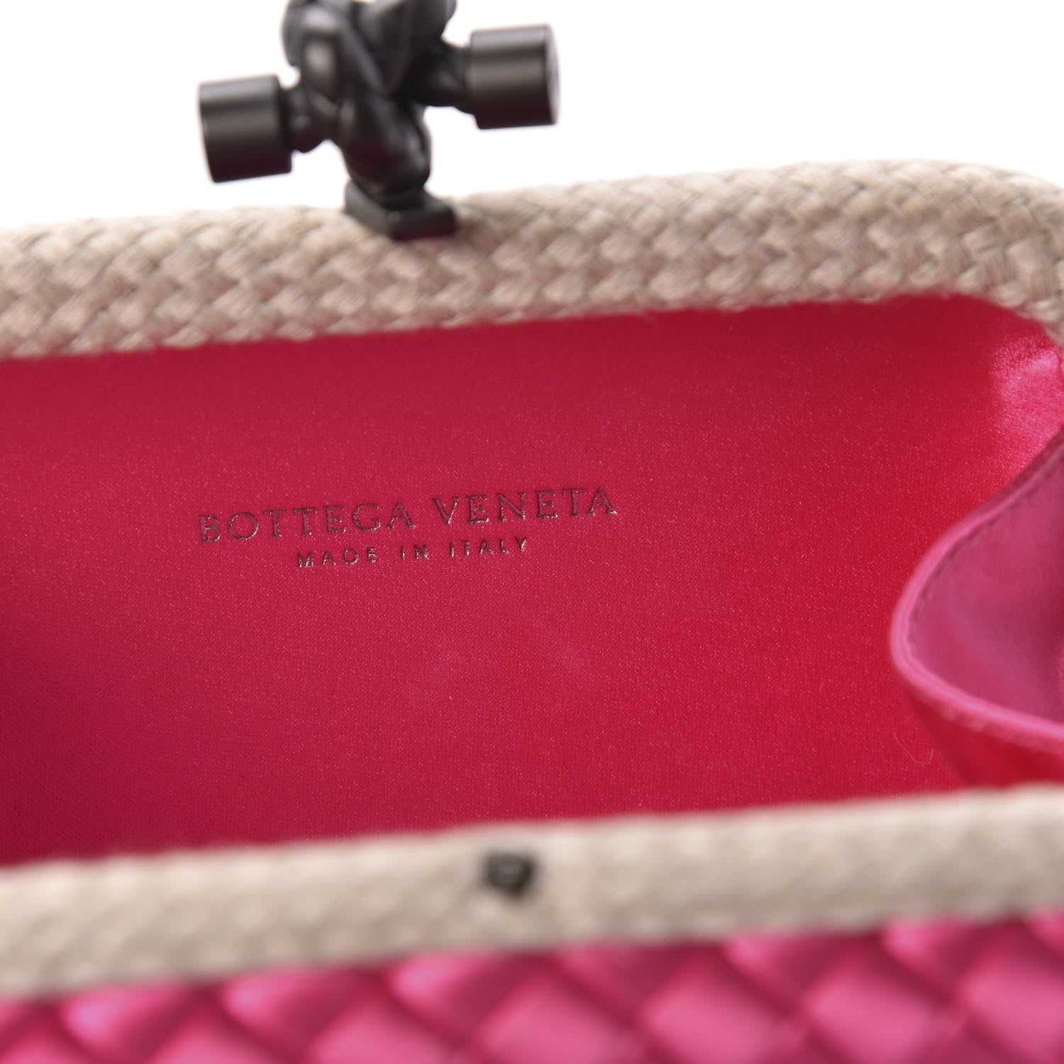 Bottega Veneta Satin Intreccio Impero Knot Clutch Rosa Shock 8 of 9