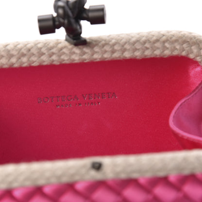 Bottega Veneta Satin Intreccio Impero Knot Clutch Rosa Shock 8 of 9