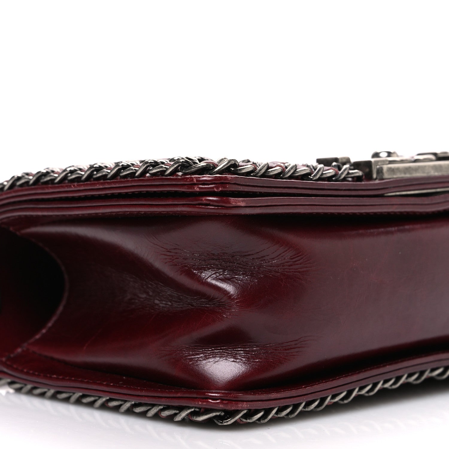 Chanel Glazed Calfskin Quilted Small Boy Chained Flap Burgundy 9 of 10