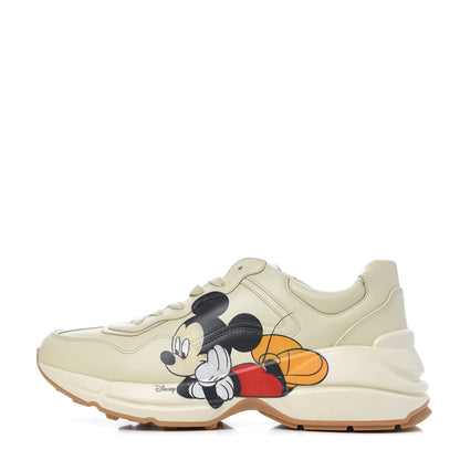 Gucci X DISNEY Calfskin Mickey Mouse Womens Rhyton Sneakers 39 Ivory 1 of 9