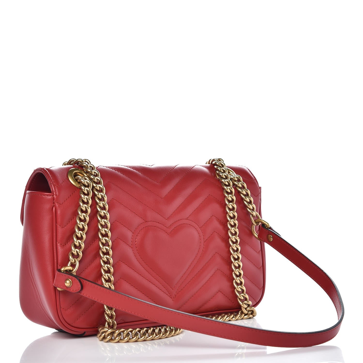 Gucci Calfskin Matelasse Small GG Marmont Shoulder Bag Hibiscus Red 4 of 8