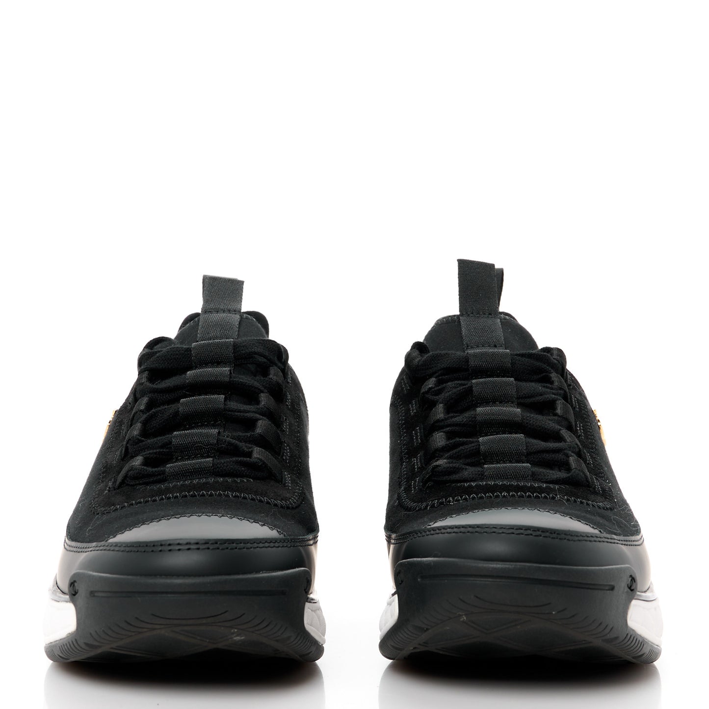 Velvet Calfskin Mixed Fibers CC Sneakers 38 Black