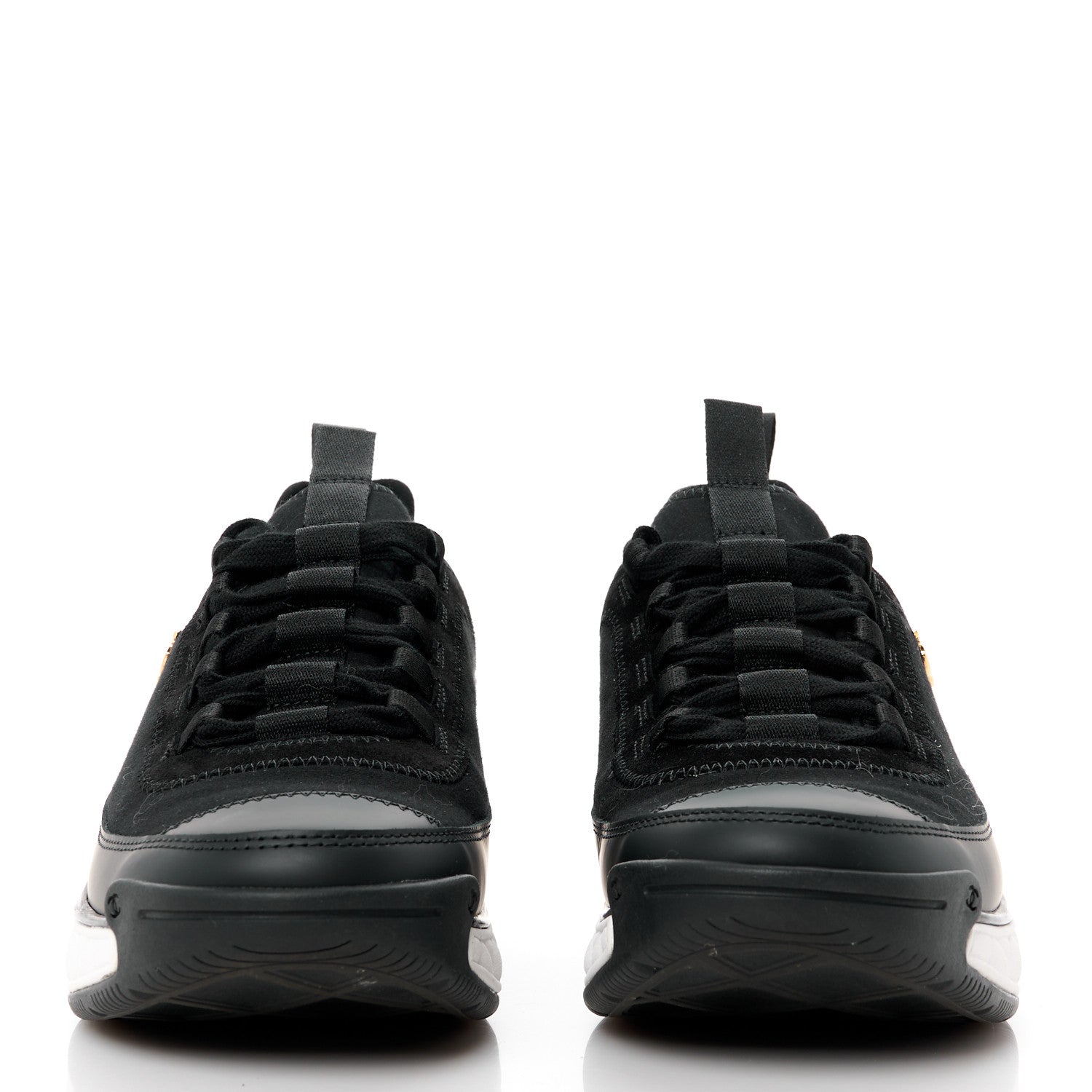Chanel Velvet Calfskin Mixed Fibers CC Sneakers 38 Black 2 of 9