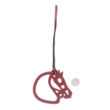 Hermes Swift Paddock Cheval Horse Bag Charm Rouge Grenat 2 of 4