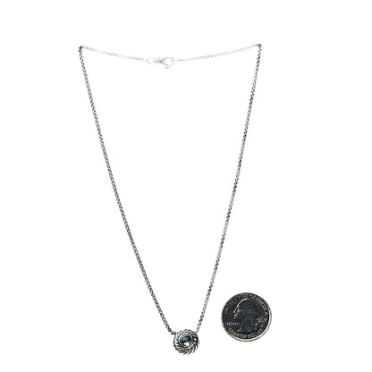 David Yurman Sterling Silver 18K Yellow Gold Blue Topaz 12mm Cookie Pendant Necklace 3 of 5