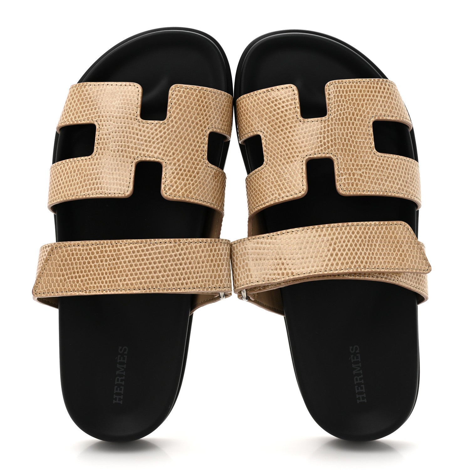 Hermes Lizard Womens Chypre Sandals 38 Beige Argile 2 of 9