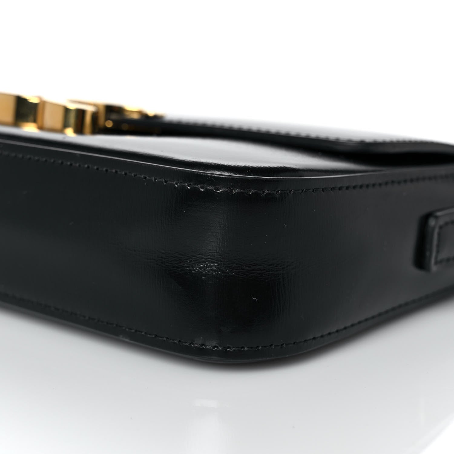 Celine Shiny Calfskin Triomphe Shoulder Bag Black 9 of 10