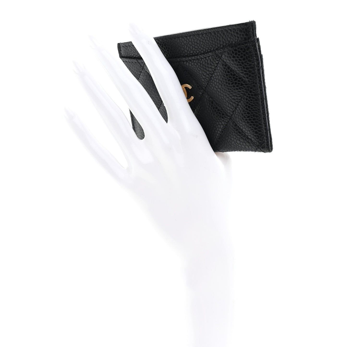 Caviar Quilted Card Holder Black