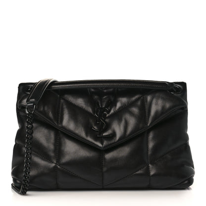 Saint Laurent Lambskin Quilted Small Loulou Puffer Monogram Chain Satchel Black 1 of 9
