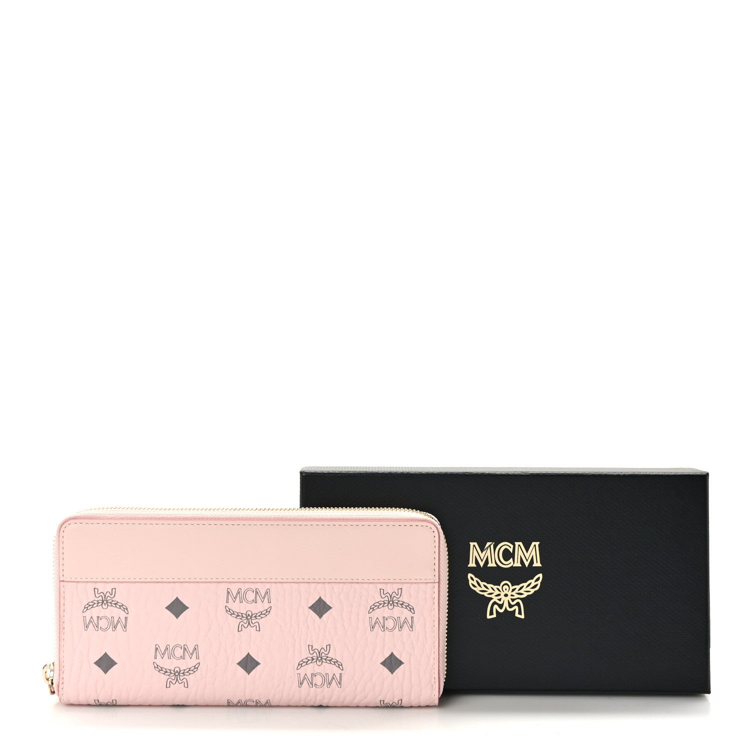 MCM Visetos Large Zip Around Wallet Powder Pink 9 of 9