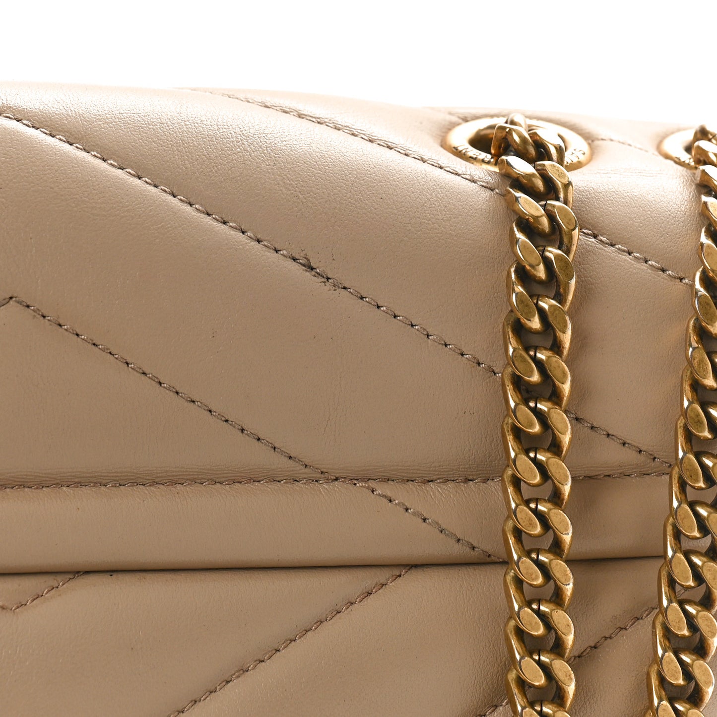 Calfskin Y Quilted Monogram Medium Loulou Chain Satchel Dark Beige