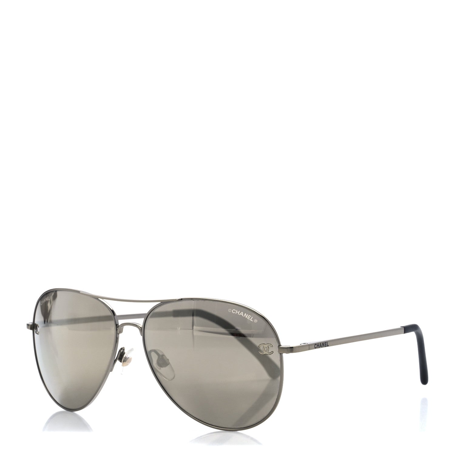 Chanel Aviator CC Sunglasses 4189-T-Q Silver 1 of 8