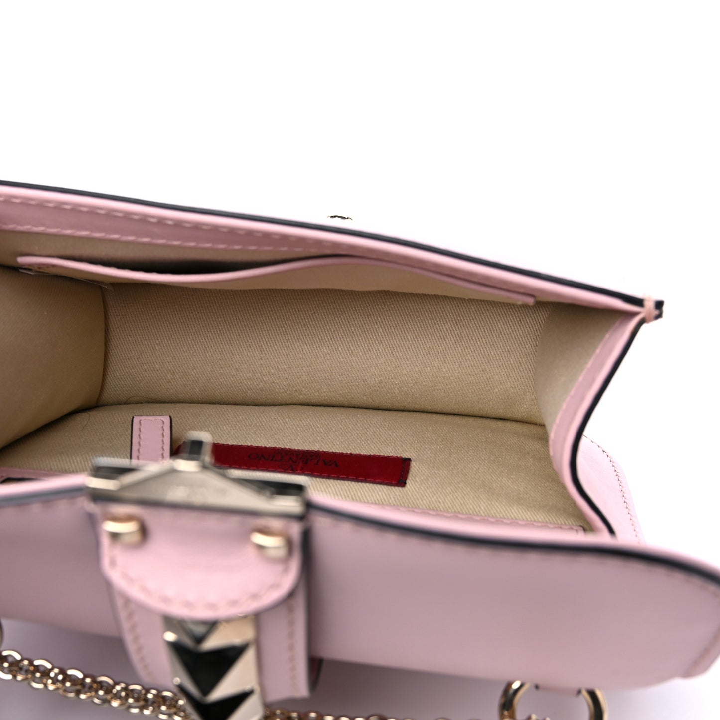 Vitello Small Glam Lock Rockstud Flap Water Rose