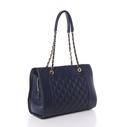 Chanel Sheepskin Quilted Mademoiselle Vintage Shopping Tote Navy 3 of 10