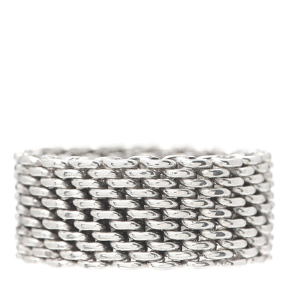 Tiffany Sterling Silver Somerset Mesh Ring 54 6.75 1 of 4