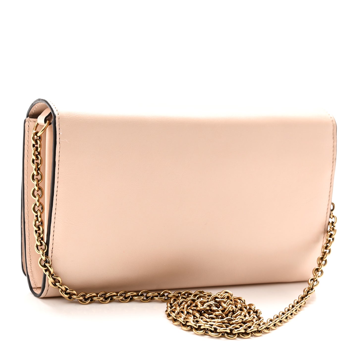 Calfskin Iconic Flap Wallet On Chain Cement Pink