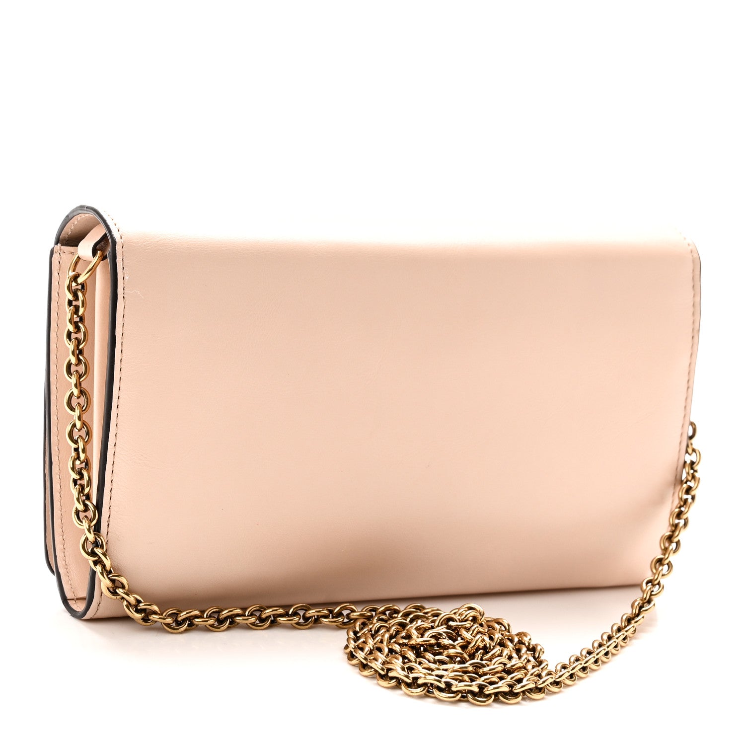 Chloe Calfskin Iconic Flap Wallet On Chain Cement Pink 3 of 10