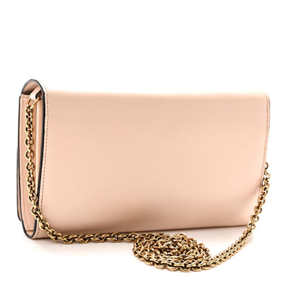 Chloe Calfskin Iconic Flap Wallet On Chain Cement Pink 3 of 10