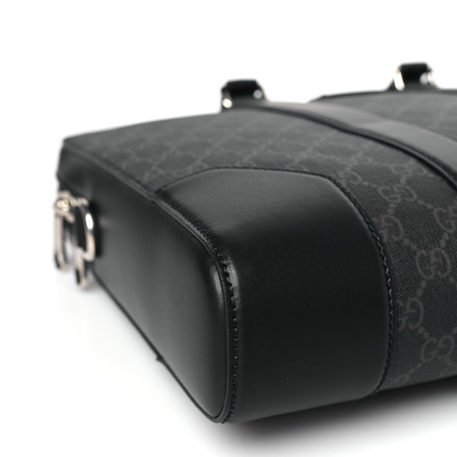 Gucci GG Supreme Monogram Appia Calfskin Web Briefcase Black 10 of 11
