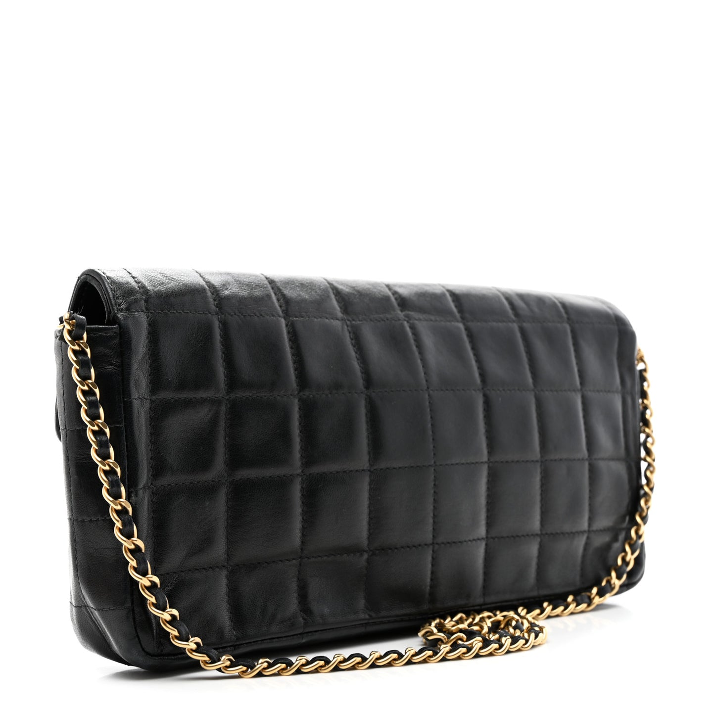 Lambskin East West Chocolate Bar Flap Black
