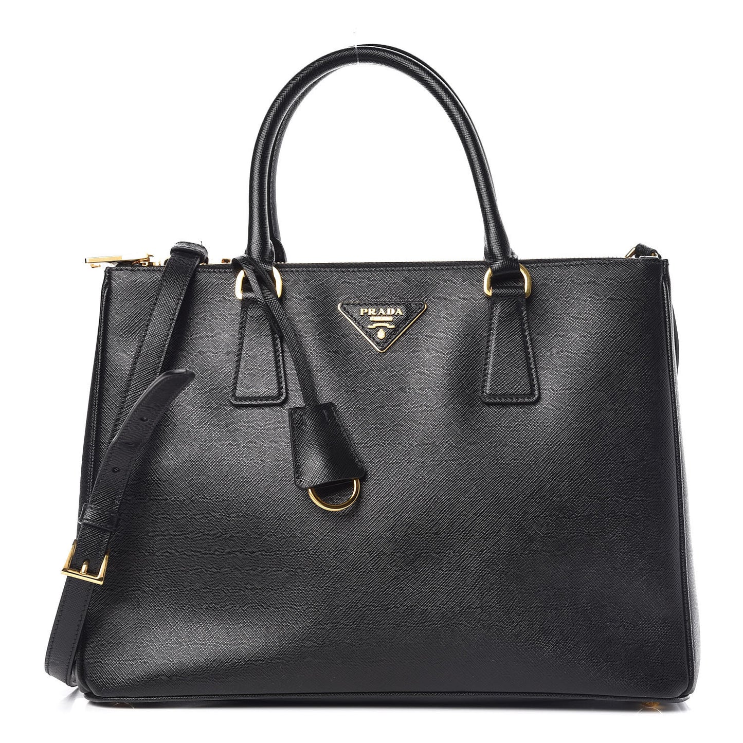 Saffiano Medium Galleria Double Zip Tote Black
