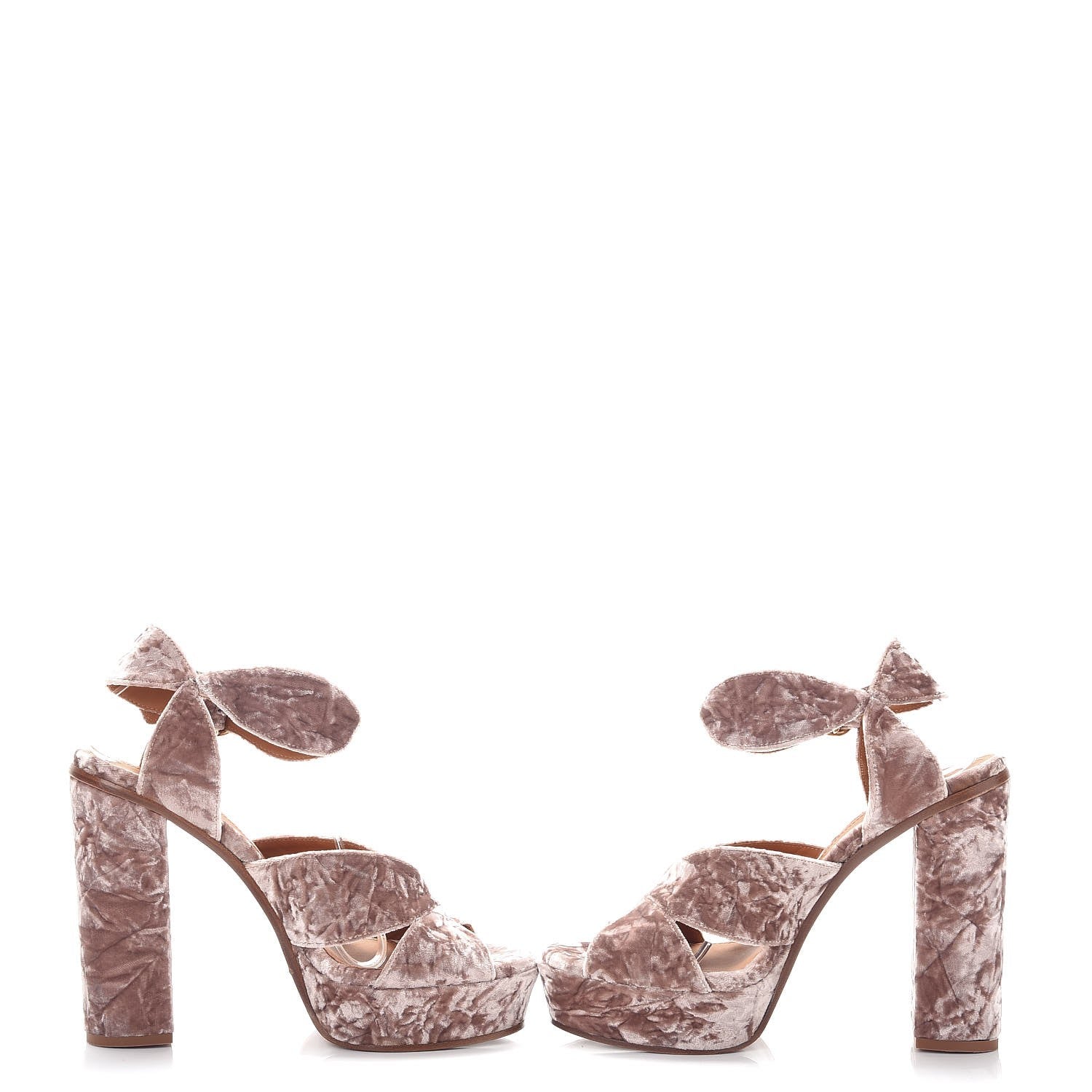 Chloe Velvet Platform Sandals 40 Tan Rose 6 of 10
