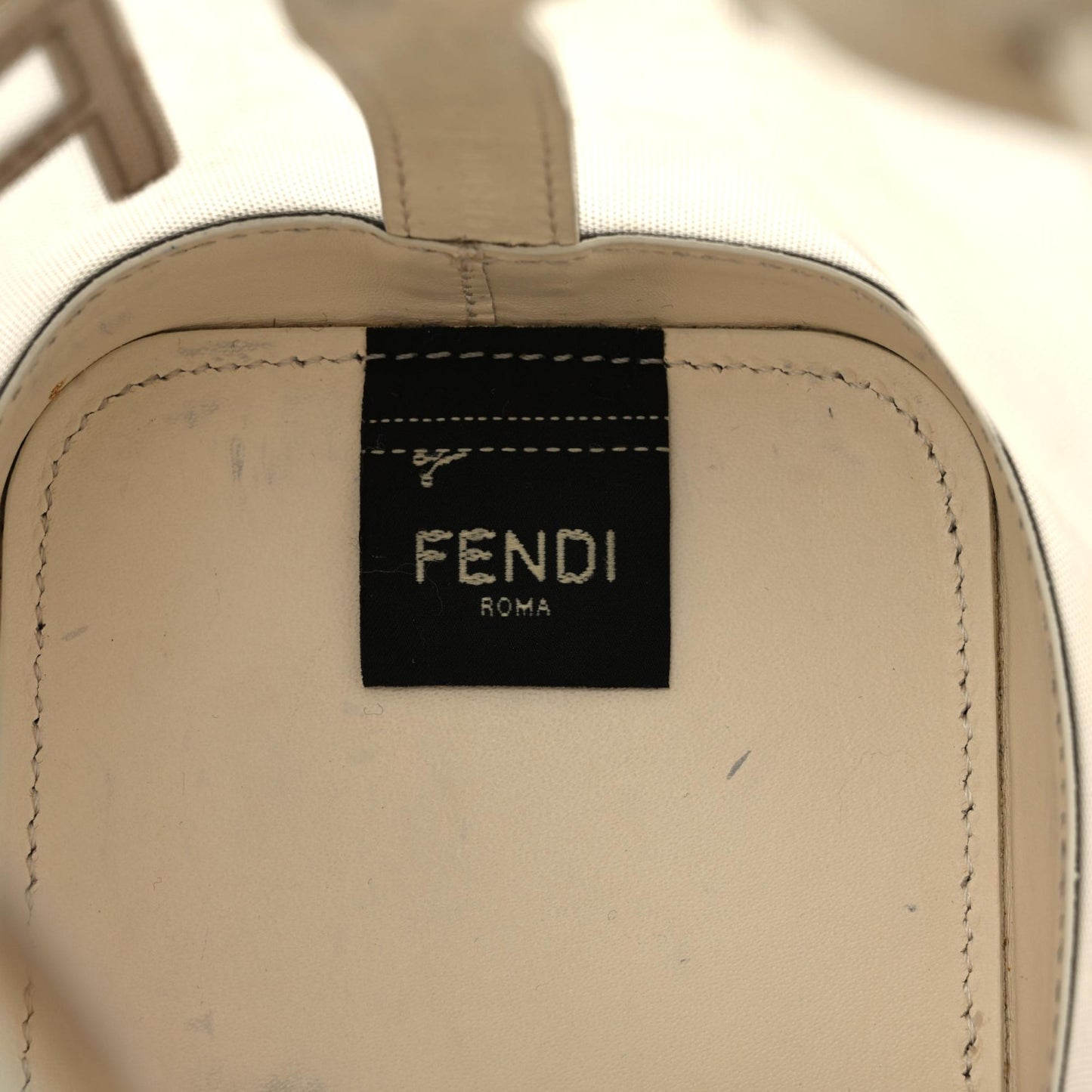 Mesh Vitello King F is Fendi Logo Embroidered Mini Mon Tresor Bucket Bag Sabbia White Ice