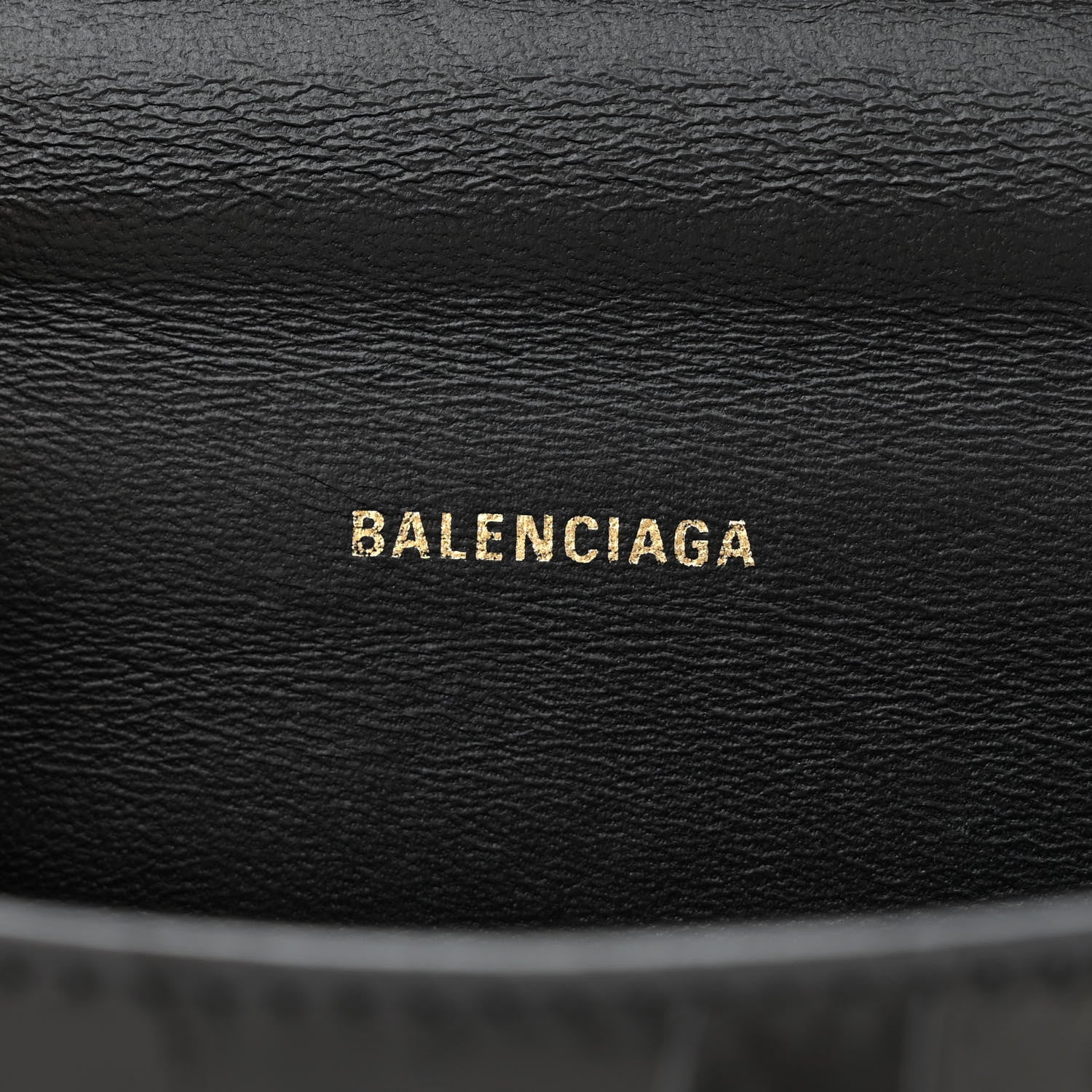 Balenciaga Shiny Calfskin Crocodile Embossed Hourglass Top Handle Bag XS Black 6 of 11