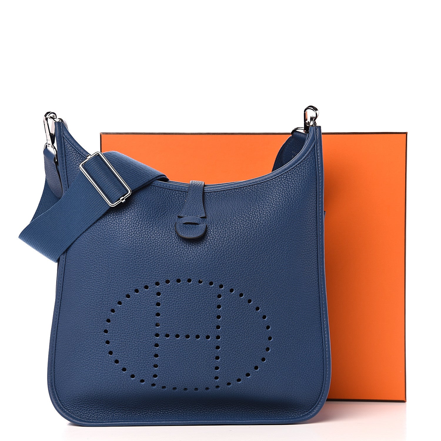 Hermes Taurillon Clemence Evelyne III PM Deep Bleu 10 of 10