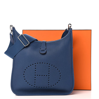 Hermes Taurillon Clemence Evelyne III PM Deep Bleu 10 of 10