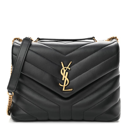 Saint Laurent Calfskin Y Quilted Monogram Small Loulou Chain Satchel Black 1 of 12