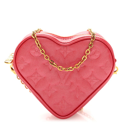 Louis Vuitton Lambskin Embossed Monogram Fall In Love Sac Coeur Heart Chain Bag Lipstick Red 1 of 8
