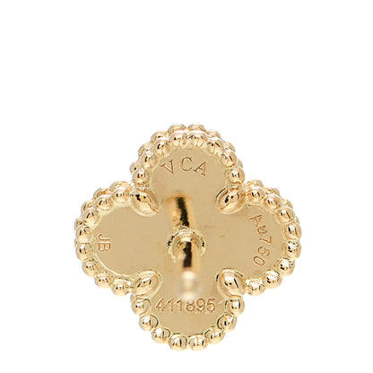 Van Cleef & Arpels 18K Yellow Gold Mother of Pearl Sweet Alhambra Earrings 4 of 6