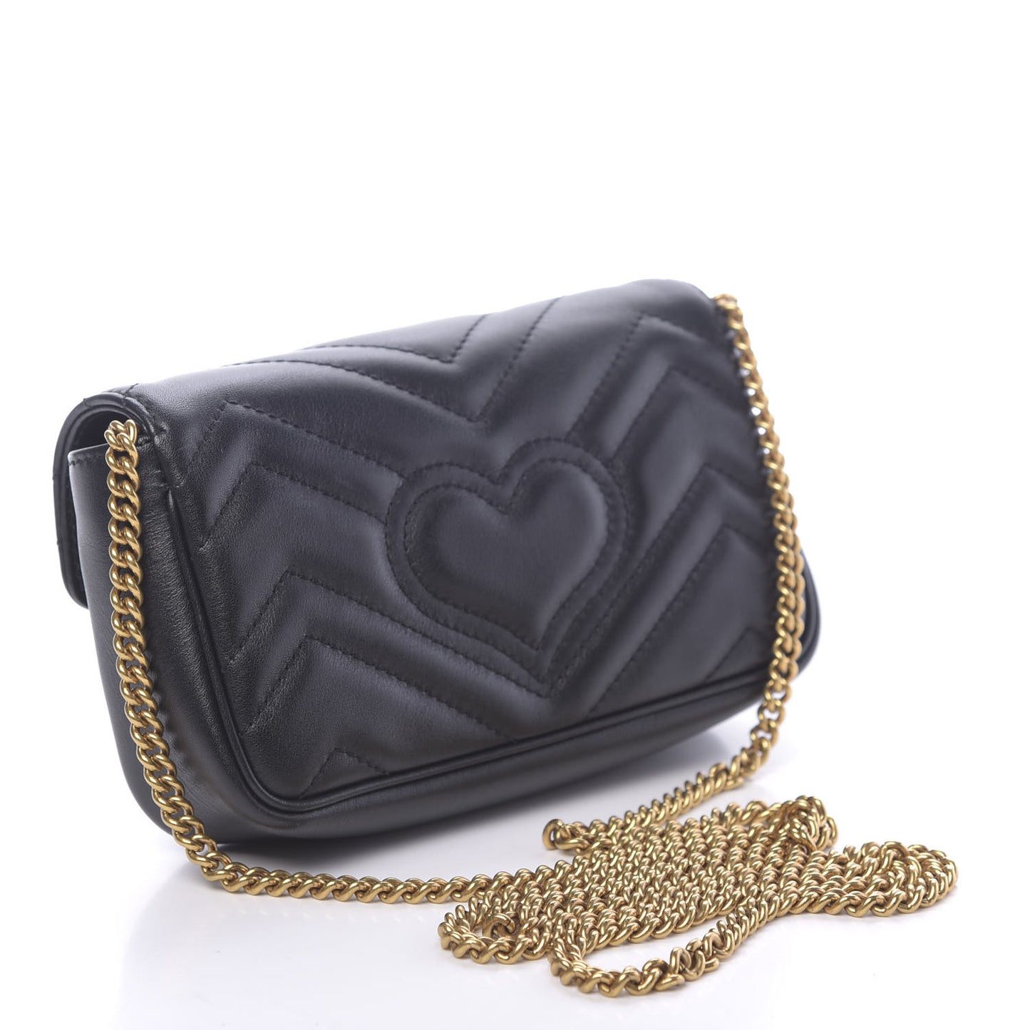 Calfskin Matelasse Super Mini GG Marmont Shoulder Bag Black